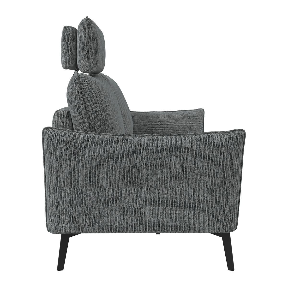 3-SITZER-SOFA Chenille Dunkelgrau  - Dunkelgrau/Schwarz, Konventionell, Textil/Metall (184/90/92cm) - Elegando