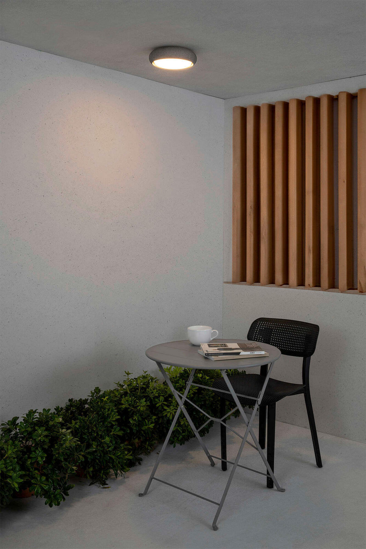 AUßENDECKENLEUCHTE 24/6.5 cm   - Dunkelgrau, Basics, Stein (24/6.5cm)