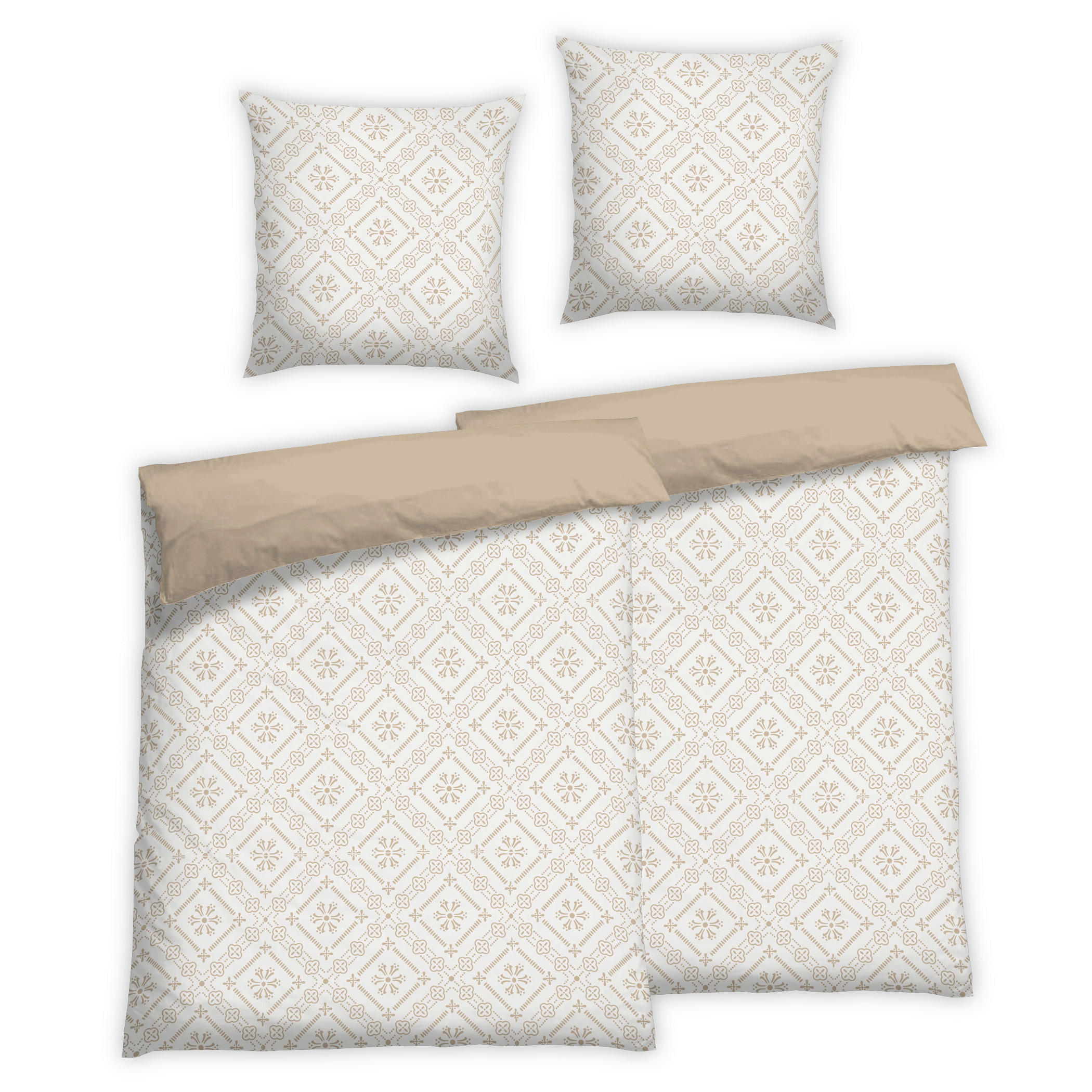 Bettwäsche 2er Set 4-teilig Renforcé 135/200 cm  - Beige, Basics, Textil (135/200cm) - Florella