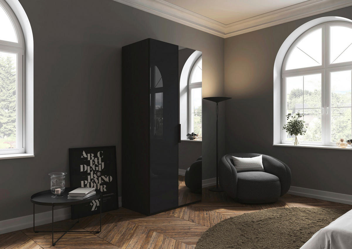 DREHTÜRENSCHRANK 101/235/61 cm,  in Graphitfarben, 2-türig  - Graphitfarben, Basics, Glas/Holzwerkstoff (101/235/61cm) - Novel