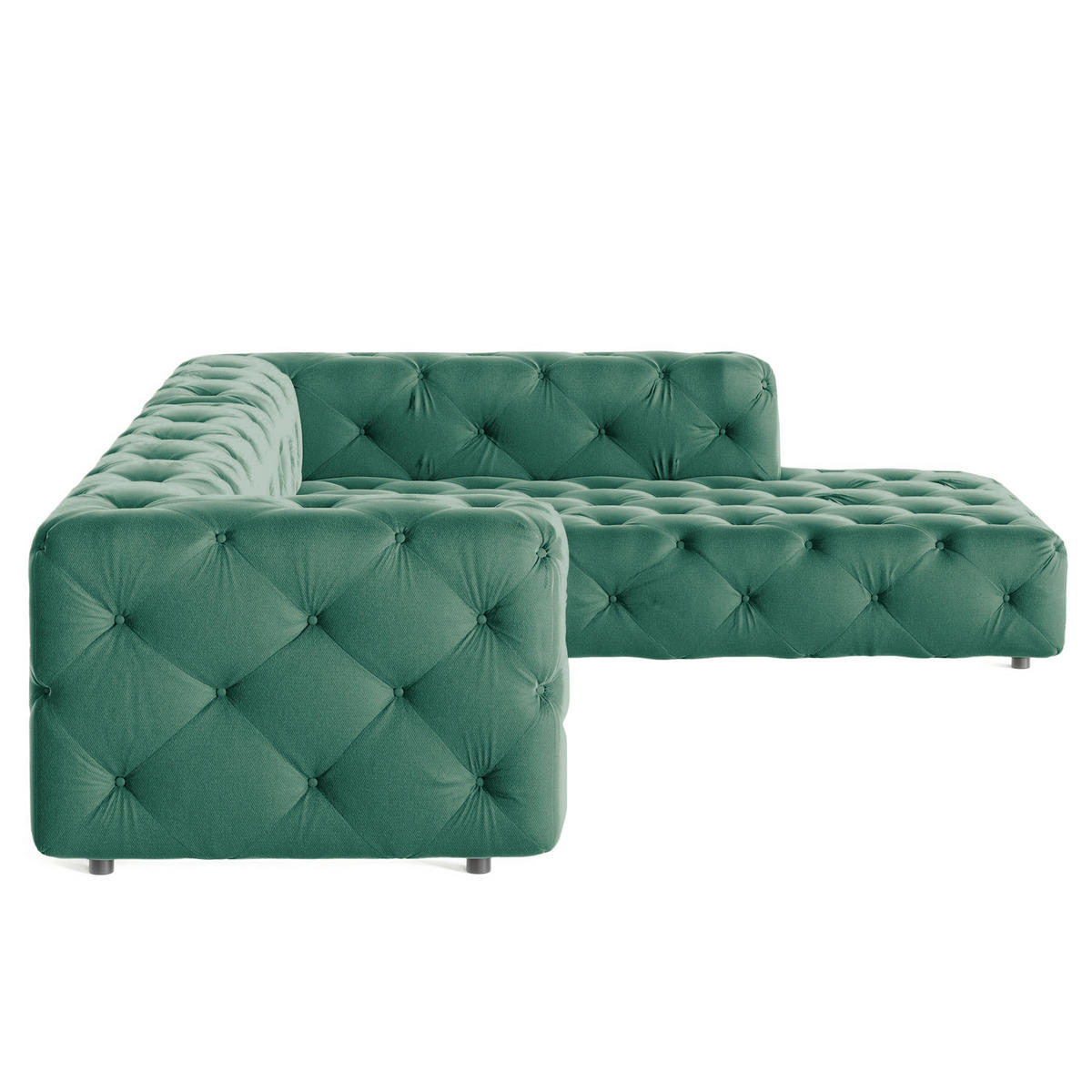 ECKSOFA Fresco in Samt Dunkelgrün  325/228 cm  - Dunkelgrün/Schwarz, Design, Kunststoff/Textil (325/228cm) - P & B