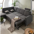 ECKSOFA in Flachgewebe Grau  - Chromfarben/Grau, Design, Textil/Metall (198/256cm) - Xora