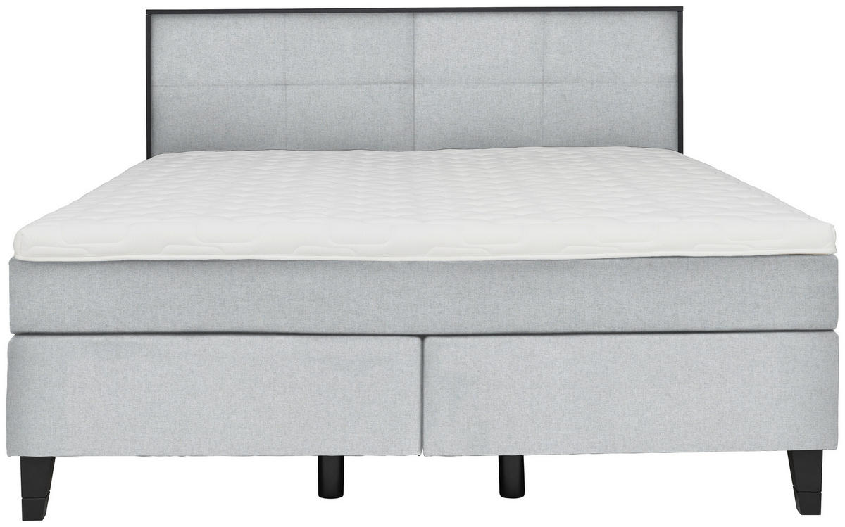BOXSPRINGBETT 180/200 cm  in Mintgrau  - Mintgrau/Schwarz, Design, Holz/Textil (180/200cm) - Hom`in