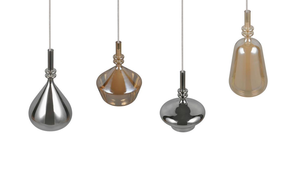 PENDELLEUCHTE ALDEA 65/9/200 cm  - Chromfarben/Hellbraun, Trend, Glas/Metall (65/9/200cm) - Trio Leuchten