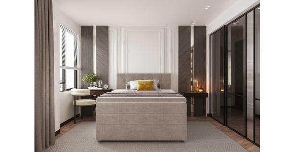 BOXSPRINGBETT 120/200 cm  in Beige  - Beige/Schwarz, KONVENTIONELL, Kunststoff/Textil (120/200cm) - Carryhome