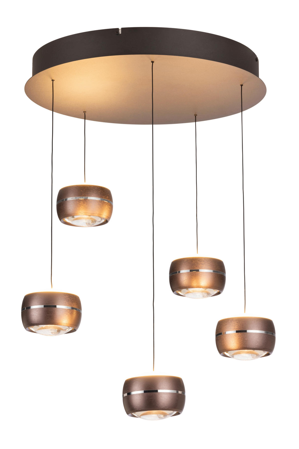 ZÁVESNÉ LED SVIETIDLO, 52,5/180 cm  - hnedá, Basics, kov/sklo (52,5/180cm) - Dieter Knoll