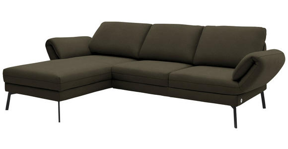 ECKSOFA  in Flachgewebe Dunkelgrün  175-224/255-365 cm  - Dunkelgrün/Schwarz, Design, Textil/Metall (175-224/255-365cm) - Dieter Knoll