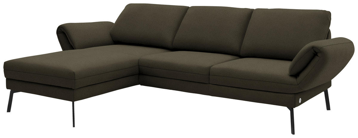 ECKSOFA  in Flachgewebe Dunkelgrün  175-224/255-365 cm  - Dunkelgrün/Schwarz, Design, Textil/Metall (175-224/255-365cm) - Dieter Knoll
