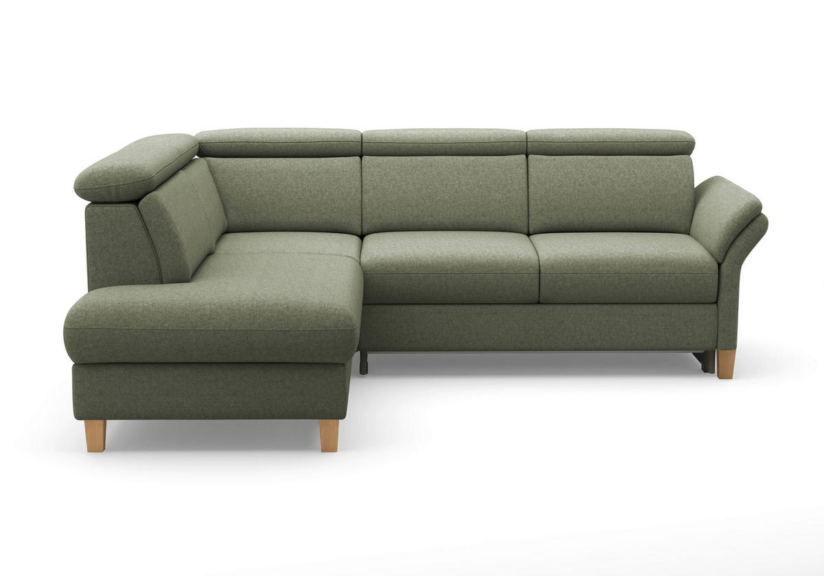 ECKSOFA GLENDALE E Olivgrün Flachgewebe  - Eichefarben/Olivgrün, KONVENTIONELL, Holz/Textil (193/247cm) - Sit & More