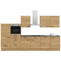 KÜCHENLEERBLOCK 360 cm   in Schieferfarben, Eichefarben  - Schieferfarben/Eichefarben, MODERN, Holzwerkstoff/Metall (360cm) - Nobilia