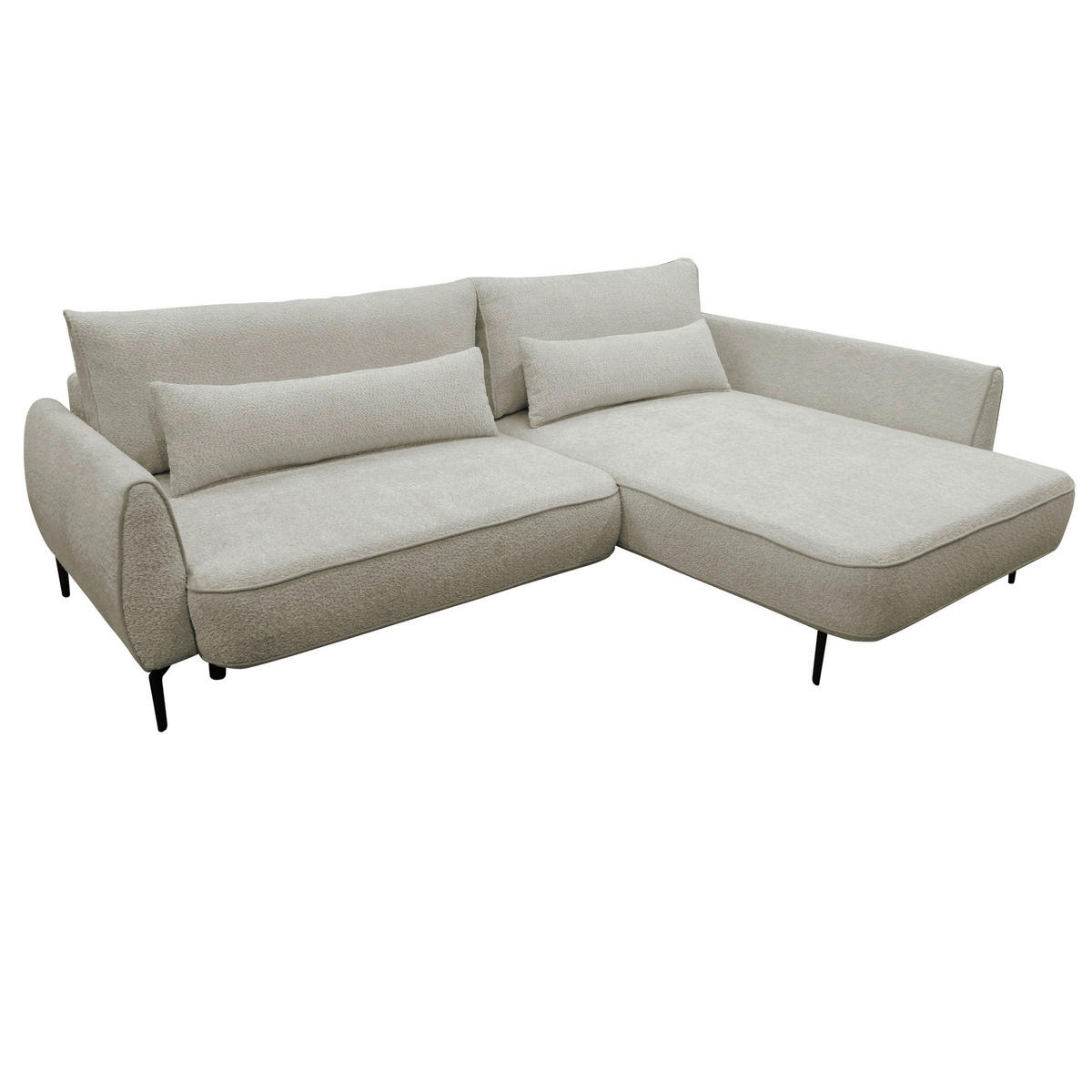 ECKSOFA in Bouclé Creme  - Creme/Schwarz, Design, Textil/Metall (273/204cm) - MID.YOU