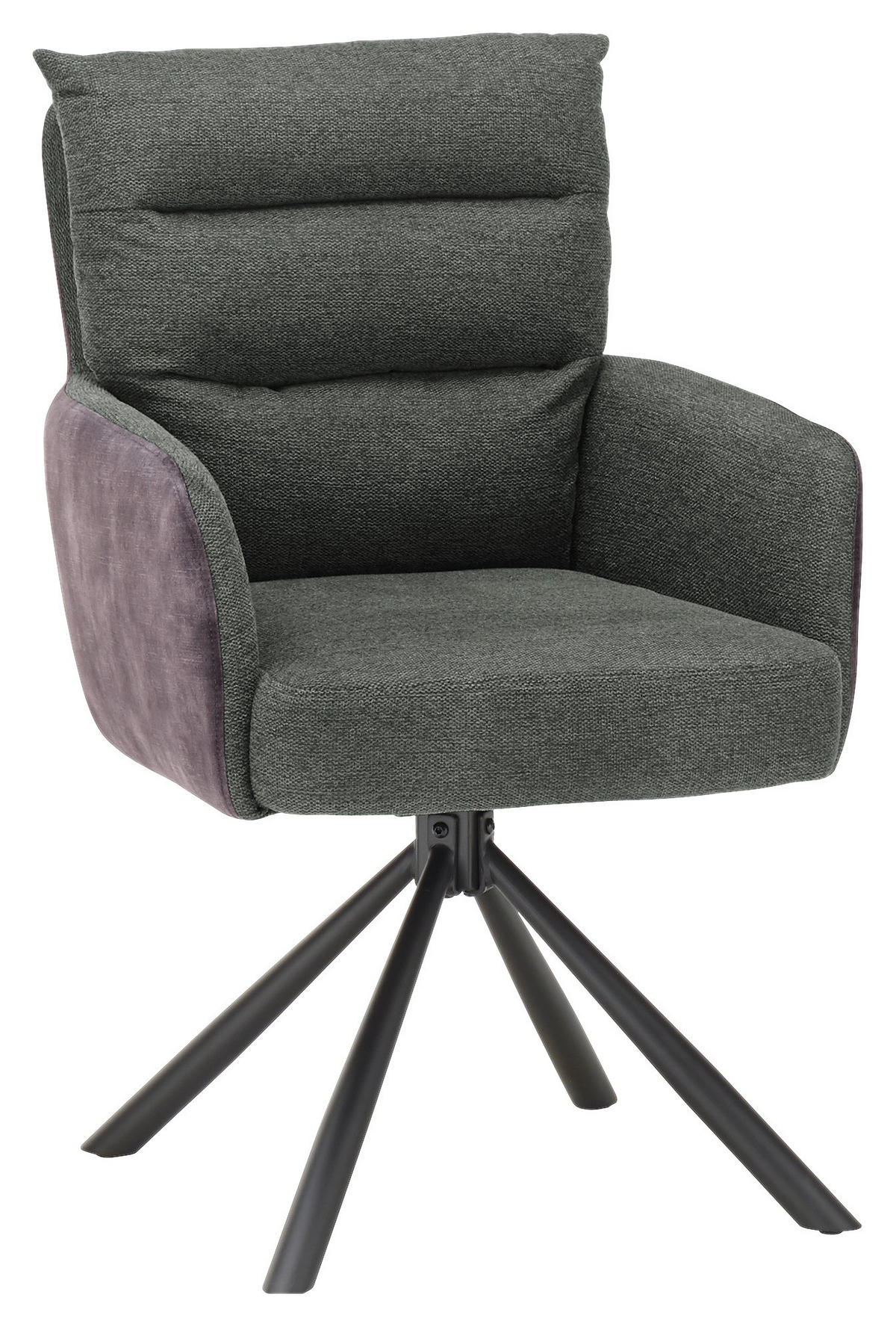 ARMLEHNSTUHL  Stoffauswahl, Sitzfläche 180° drehbar, automatische Rückholfunktion Mikrofaser  - Aubergine/Schwarz, KONVENTIONELL, Textil/Metall (58/94/67cm) - Boxxx