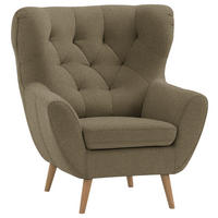 SESSEL in Mikrofaser Olivgrün  - Eichefarben/Olivgrün, Design, Holz/Textil (87/101/95cm) - Stylife