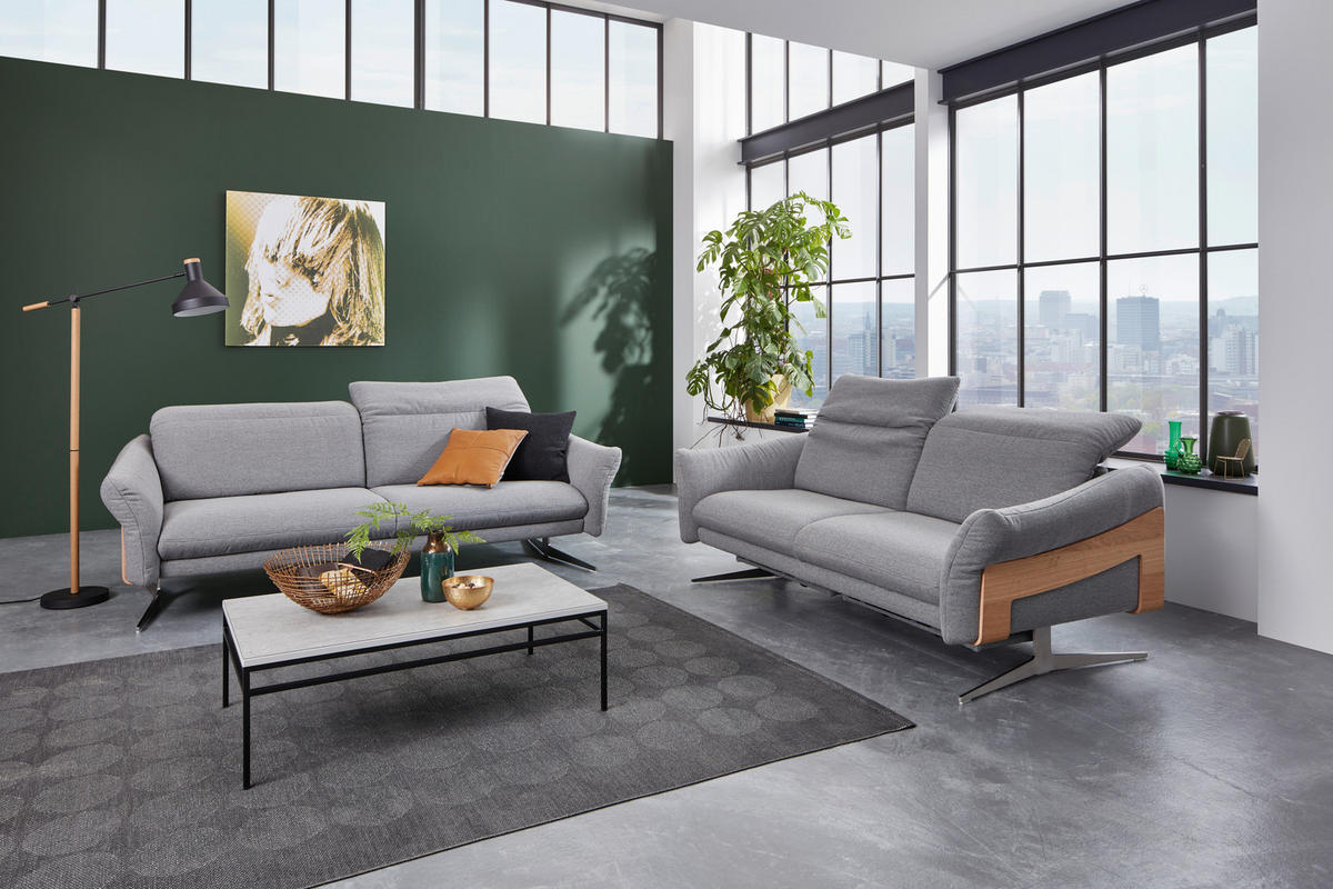 2,5-SITZER in Webstoff Grau  - Anthrazit/Grau, Design, Holz/Textil (193/81/107cm) - Himolla