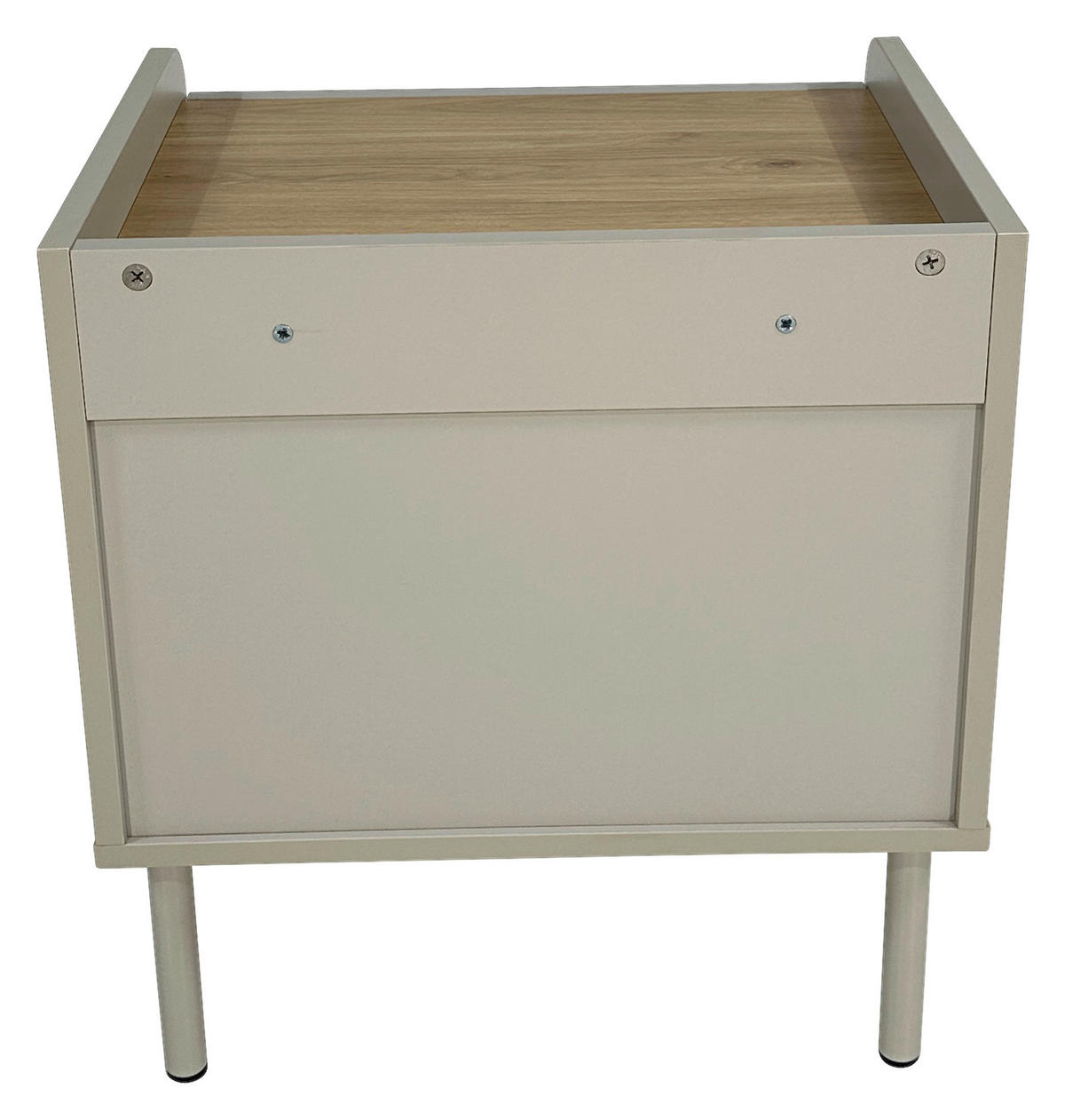 NACHTKÄSTCHEN in Eichefarben, Hellgrau  - Eichefarben/Goldfarben, Design, Holzwerkstoff/Metall (50/54/40cm) - Xora