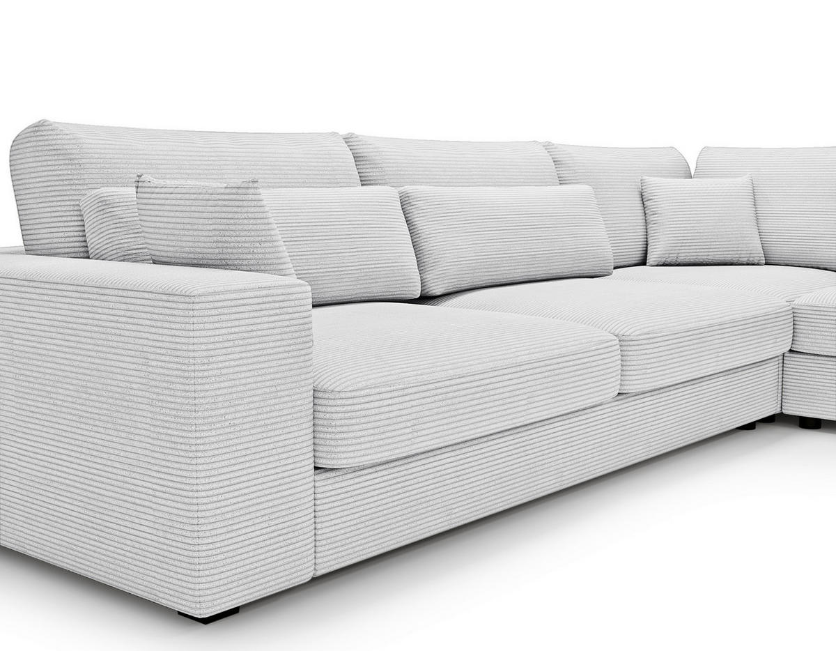 ECKSOFA Hellgrau Cord  - Hellgrau/Schwarz, KONVENTIONELL, Kunststoff/Textil (314/250cm) - Carryhome