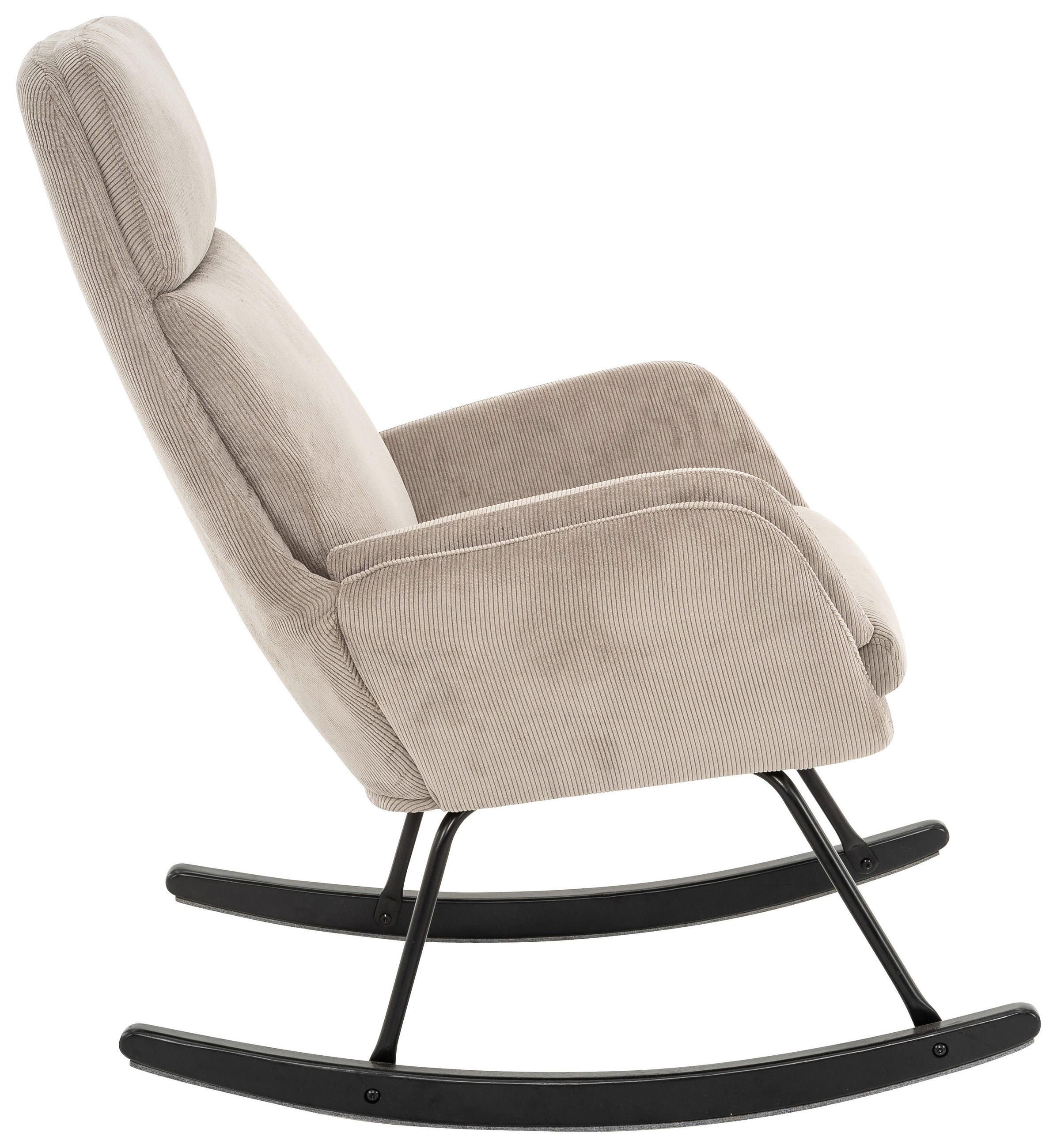 SCHAUKELSESSEL in Cord Schwarz, Hellgrau  - Hellgrau/Schwarz, Design, Holz/Textil (70/105/87cm) - Livetastic
