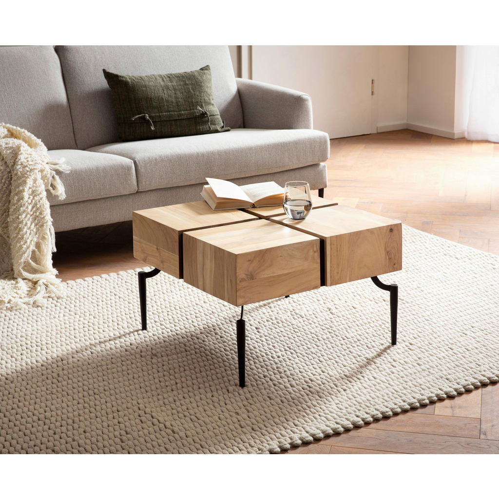 Thumbnail - Livetastic Couchtisch, Akazie, Holz, Akazie, massiv, quadratisch, konisch, 60x40x60 cm, Wohnzimmer, Wohnzimmertische, Co...