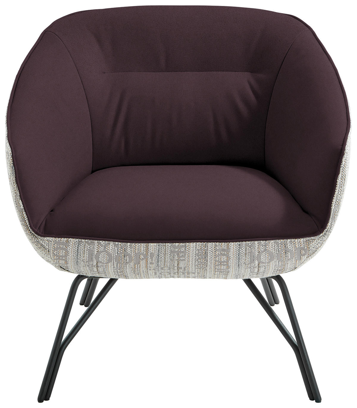 COCKTAILSESSEL in Struktur Echtleder Grau, Dunkelbraun  - Anthrazit/Dunkelbraun, Design, Leder/Textil (76/80/73cm) - Joop!