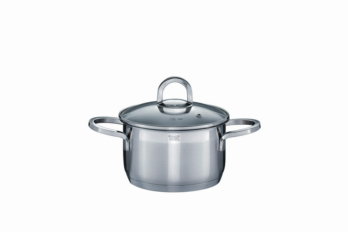KOCHTOPFSET ALARA 8-teilig  - Klar/Edelstahlfarben, Basics, Glas/Metall - GSW
