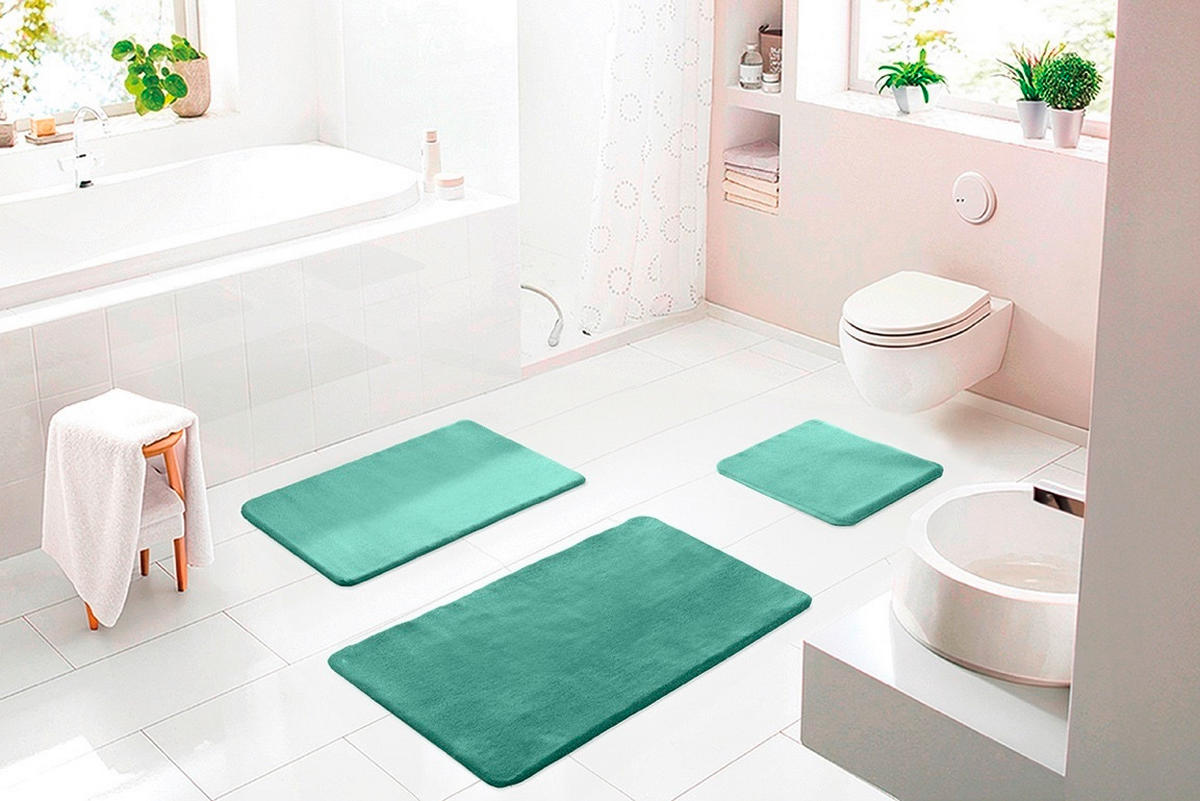 BADEMATTE Grün 60/100 cm  - Grün, Basics, Kunststoff/Textil (60/100cm) - Grund