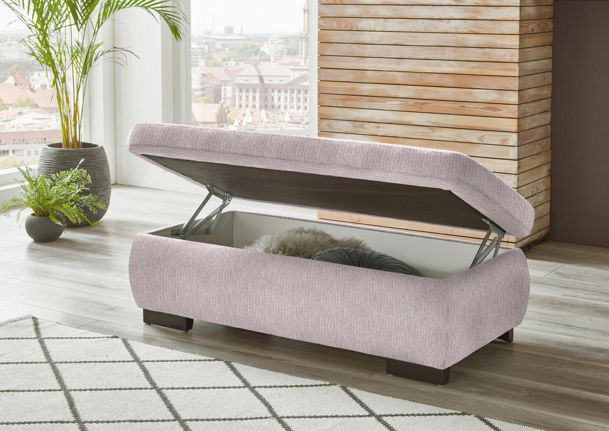 ECKSOFA in Flachgewebe Hellrosa  - Hellrosa/Schwarz, Design, Textil/Metall (297/174cm) - Beldomo Style