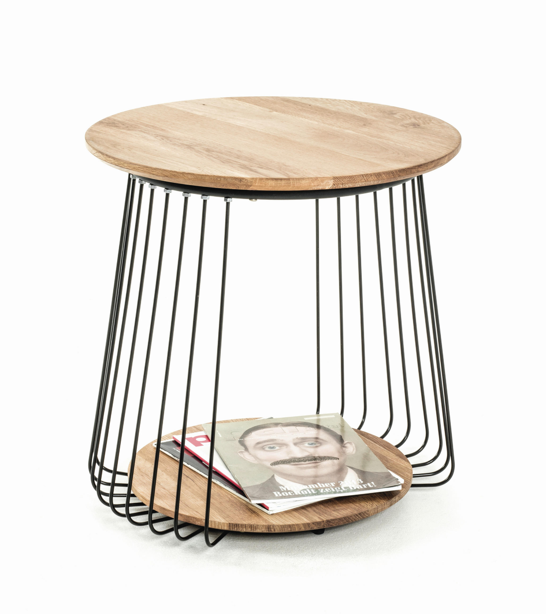 BEISTELLTISCH in Holz, Metall 50/50/52 cm  - Eichefarben/Schwarz, Trend, Holz/Metall (50/50/52cm)