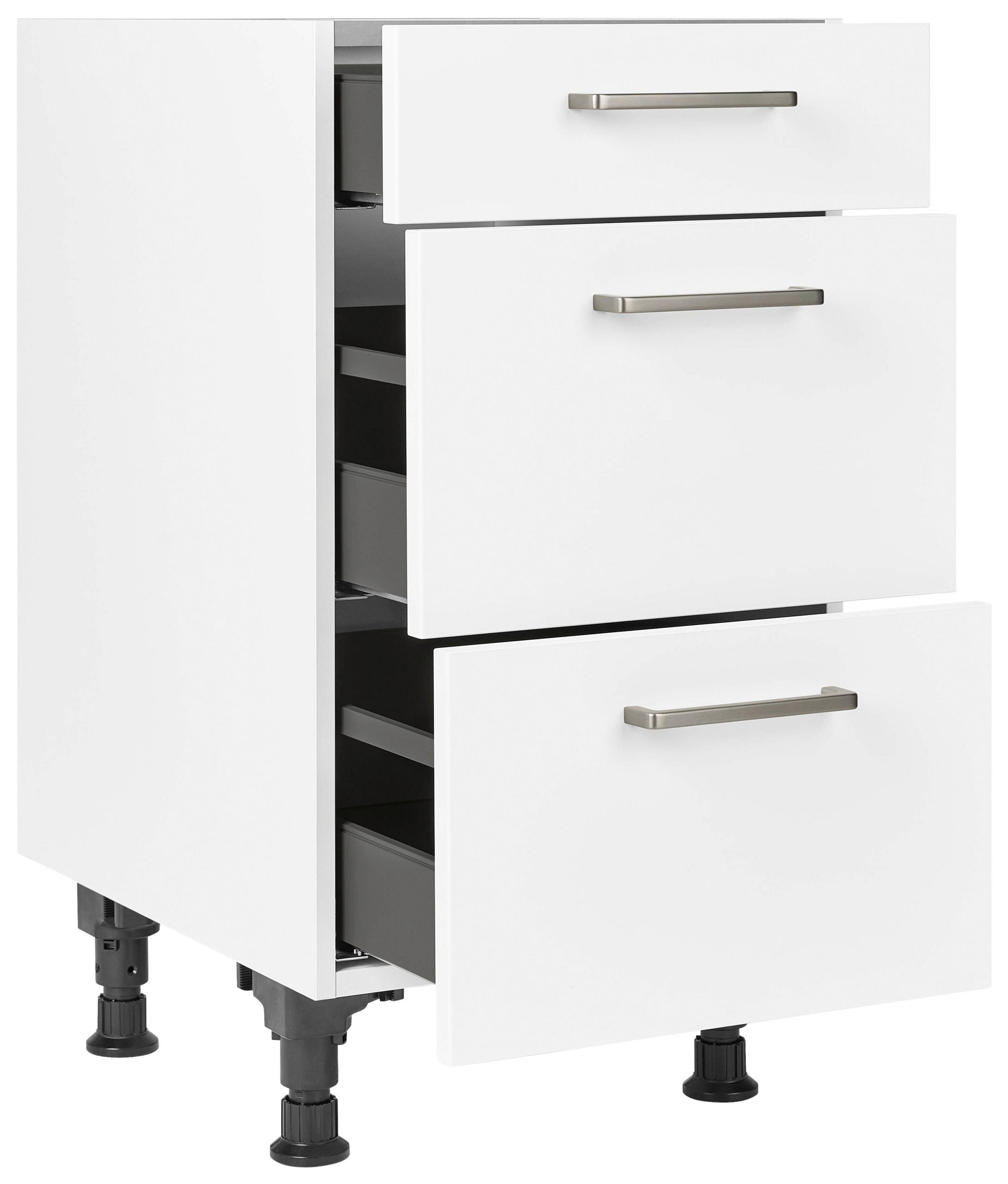 SCHUBKASTENUNTERSCHRANK 45/87/56 cm  in Weiß  - Edelstahlfarben/Weiß, MODERN, Holzwerkstoff/Metall (45/87/56cm) - Nobilia