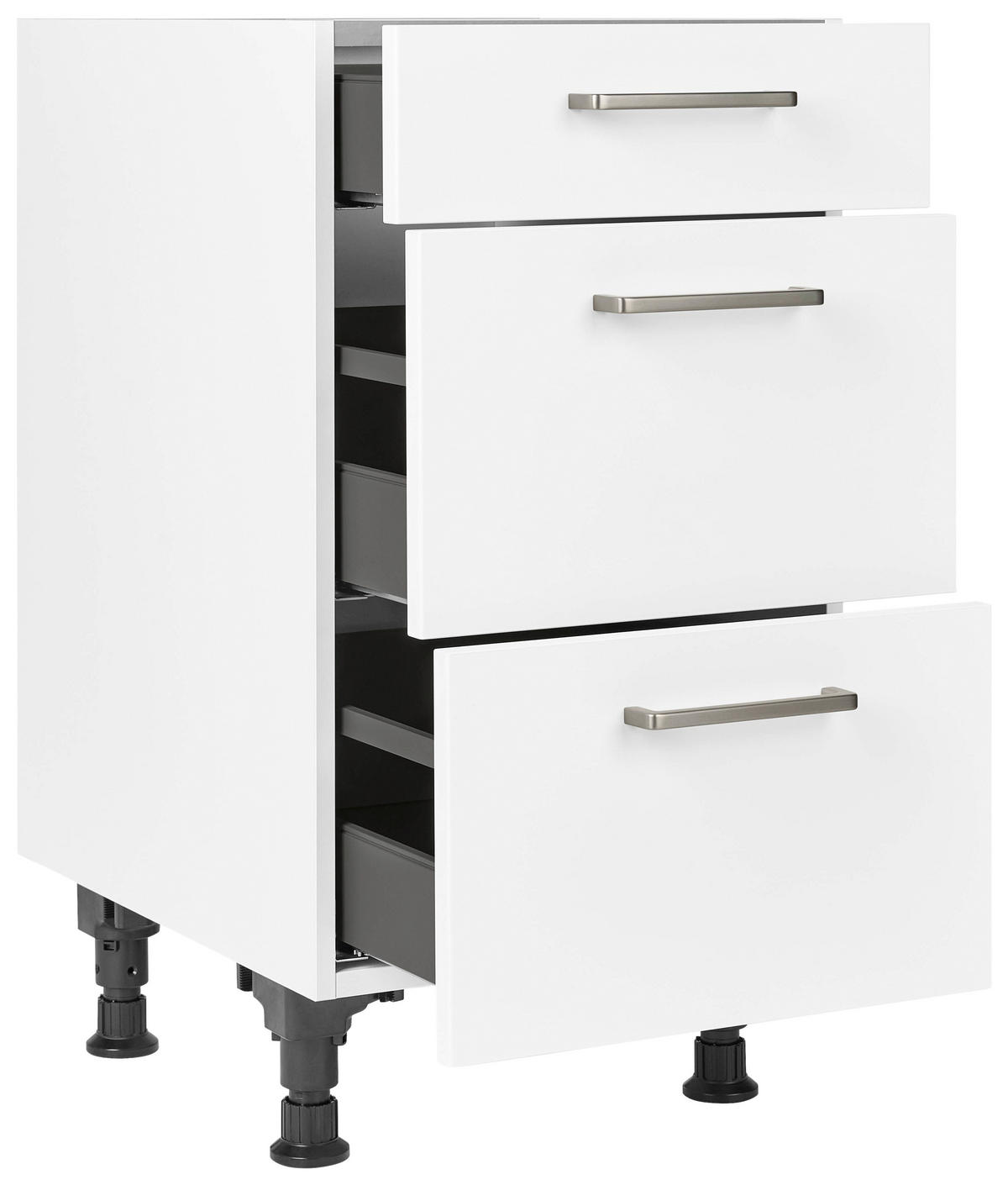 SCHUBKASTENUNTERSCHRANK 45/87/56 cm  in Weiß  - Edelstahlfarben/Weiß, MODERN, Holzwerkstoff/Metall (45/87/56cm) - Nobilia
