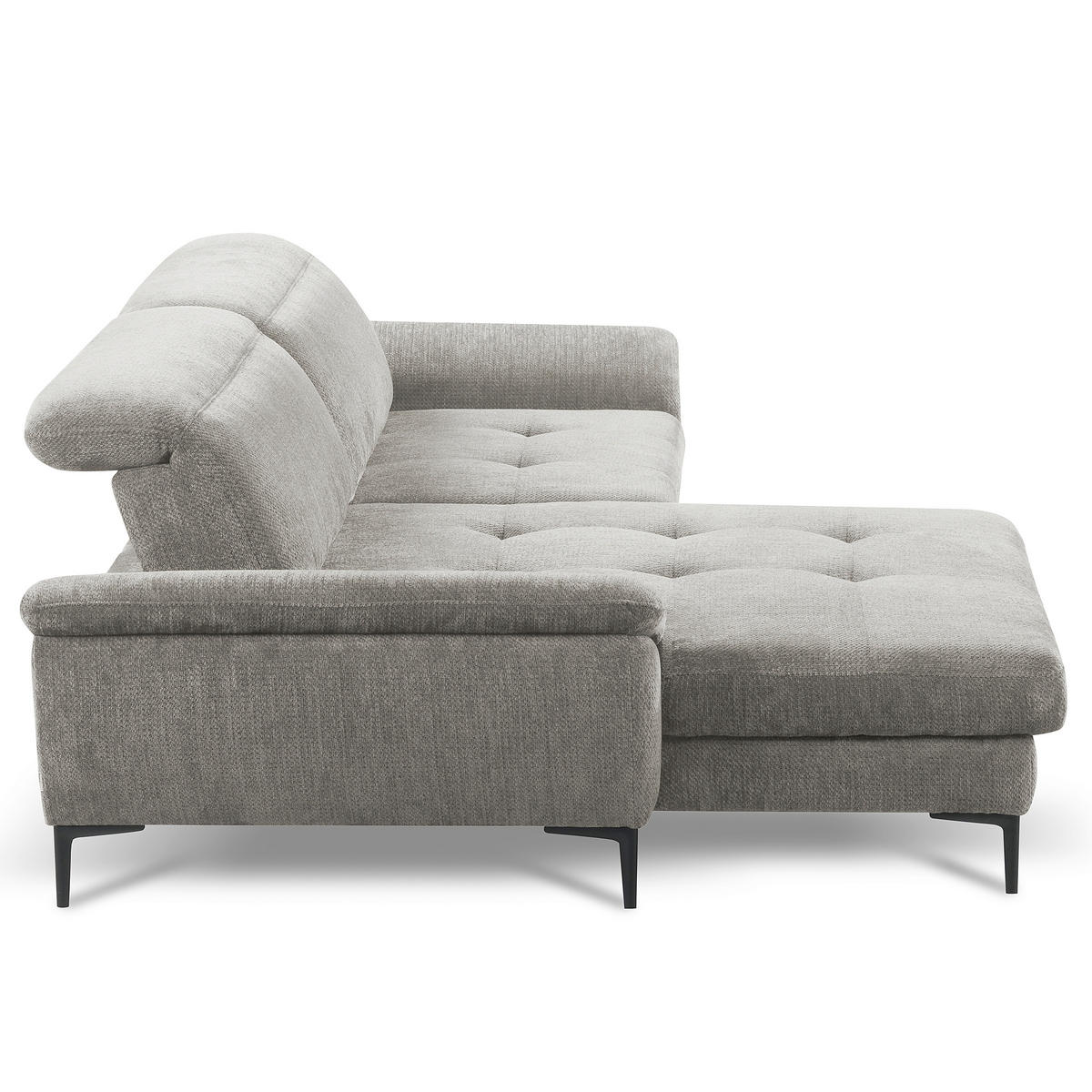 ECKSOFA  Webstoff Greige  - Greige/Schwarz, Design, Textil/Metall (195/268cm) - Livetastic