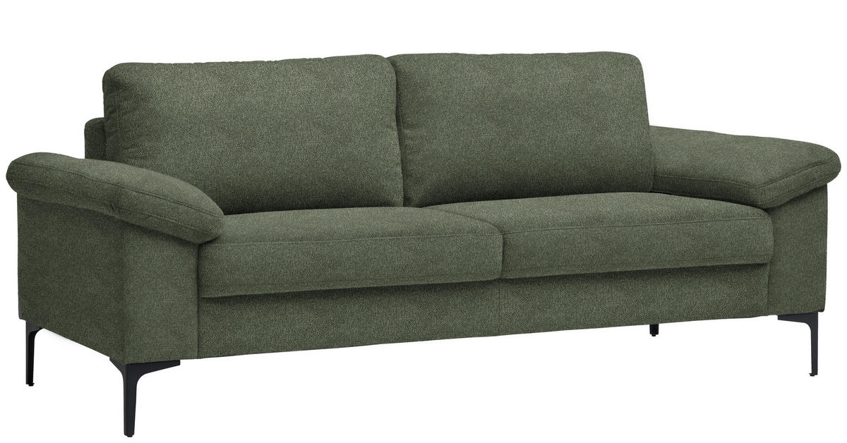 2,5-SITZER in Flachgewebe Olivgrün  - Schwarz/Olivgrün, Design, Textil/Metall (206/86/97cm) - Pure Home Lifestyle