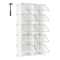 SCHUHREGAL 83/156/32 cm  - Transparent/Weiß, Basics, Kunststoff/Metall (83/156/32cm)