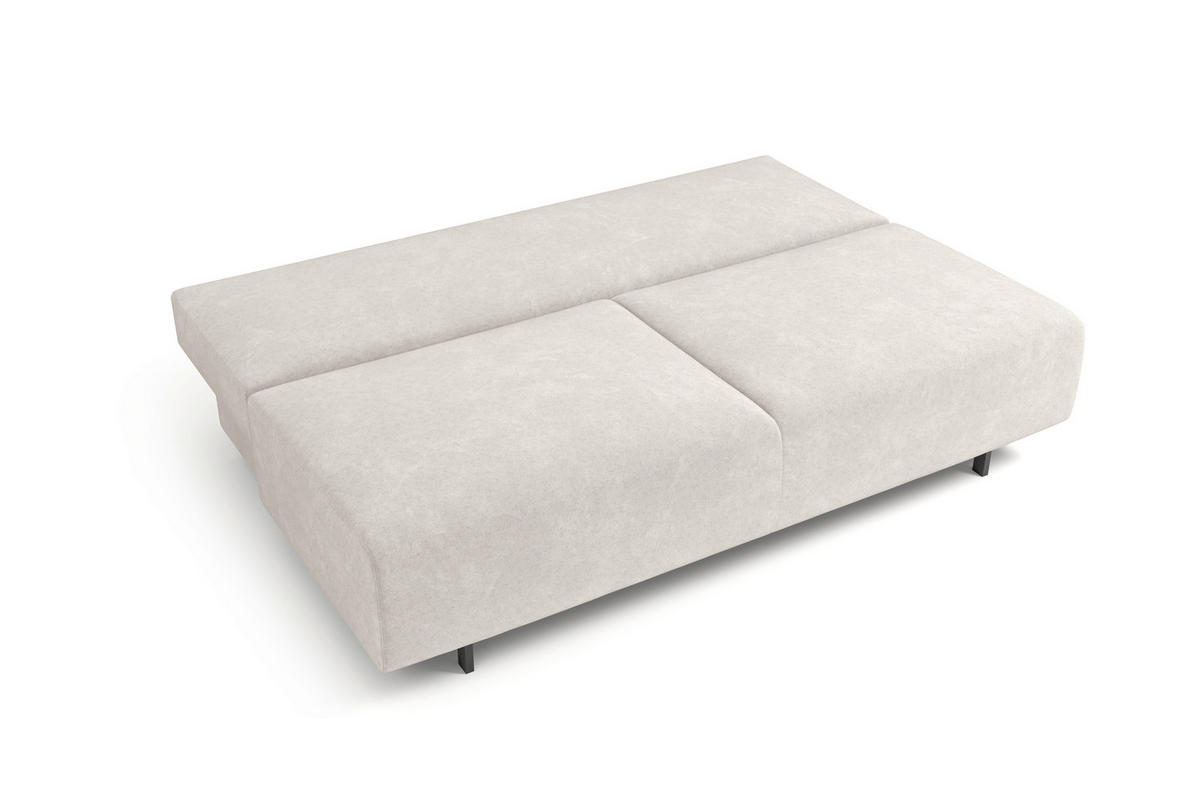 SCHLAFSOFA OLIVIO Velours Creme  inkl. Bettkasten, Schlaffunktion  - Creme/Schwarz, Basics, Holz/Textil (200/90/95cm) - Livetastic