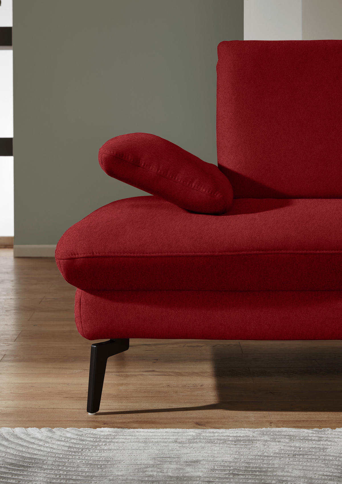 ECKSOFA in Chenille, Mikrofaser Bordeaux  - Bordeaux/Schwarz, Design, Textil/Metall (299/157cm) - Dieter Knoll