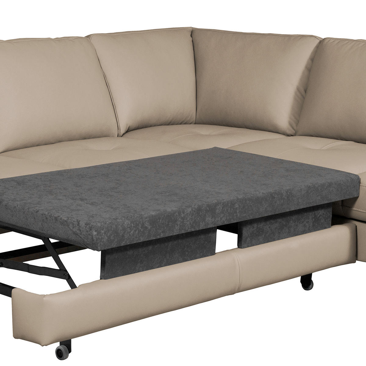 ECKSOFA Hellgrau Echtleder Lederlook  - Buchefarben/Hellgrau, Design, Leder/Holz (234/190cm) - Livetastic