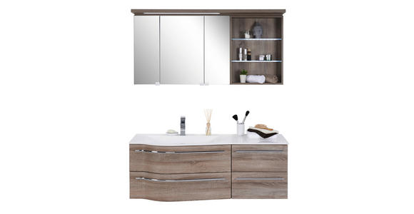 BADEZIMMER in 140,6 cm - Eichefarben/Weiß, Design, Glas/Holzwerkstoff (140,6cm) - Novel