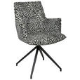 ARMLEHNSTUHL  Stoffauswahl, Sitzfläche 360° drehbar, automatische Rückholfunktion Jacquard  Schwarz, Weiß  - Schwarz/Weiß, Design, Textil/Metall (59/89.5/63cm) - Novel