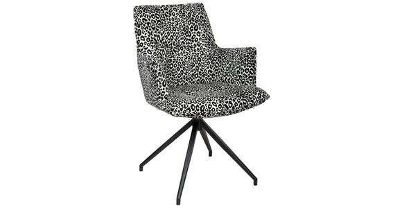ARMLEHNSTUHL  Stoffauswahl, Sitzfläche 360° drehbar, automatische Rückholfunktion Jacquard  Schwarz, Weiß  - Schwarz/Weiß, Design, Textil/Metall (59/89.5/63cm) - Novel