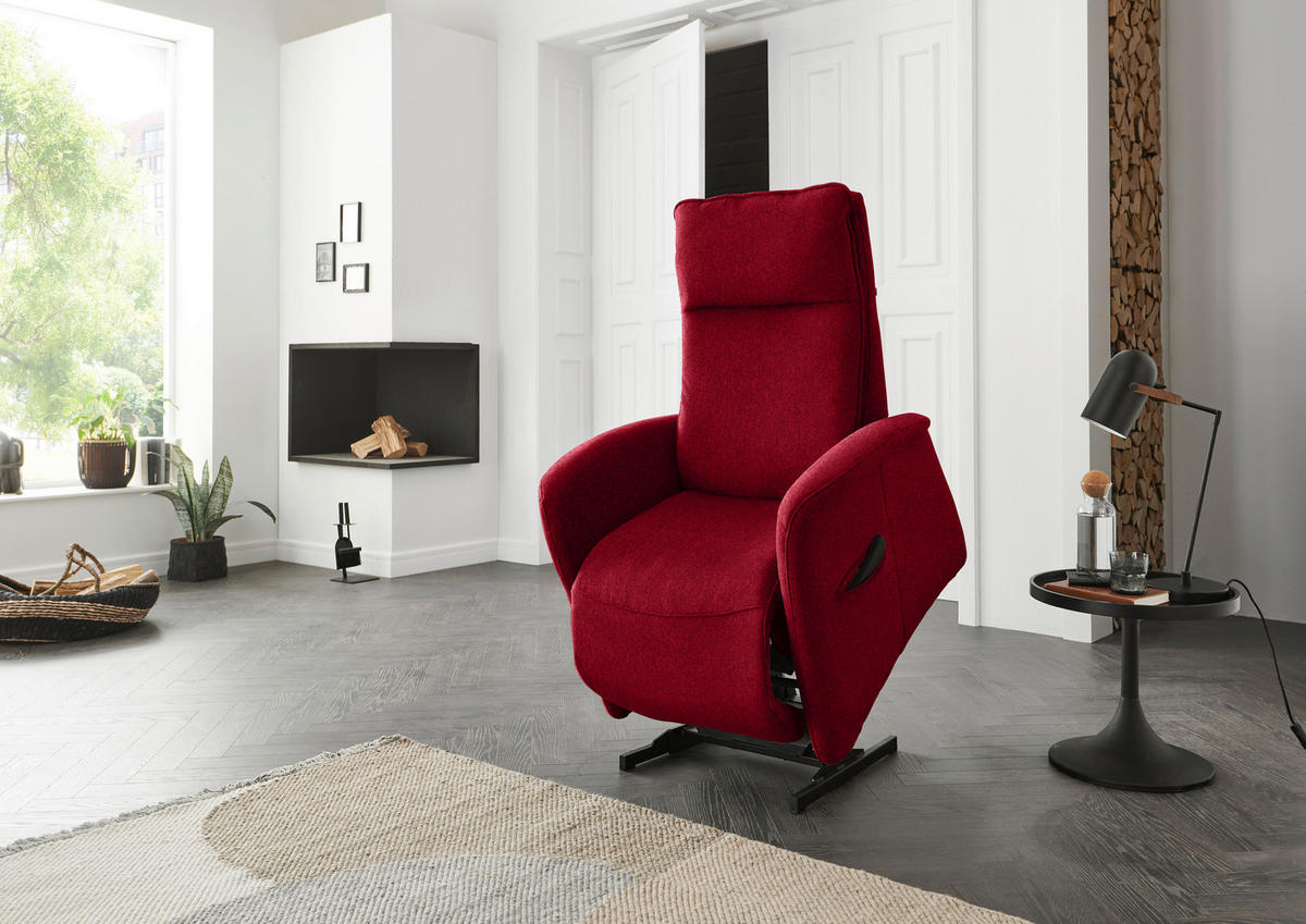 FERNSEHSESSEL in Chenille Rot  - Rot, Konventionell, Kunststoff/Textil (79-83/108/87cm) - Valdera