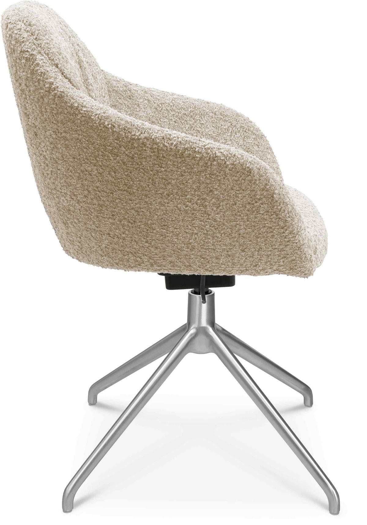 ARMLEHNSTUHL  in Aluminium Bouclé  - Creme/Alufarben, Design, Textil/Metall (58/81,5-84,5/60cm) - Johann Jakob