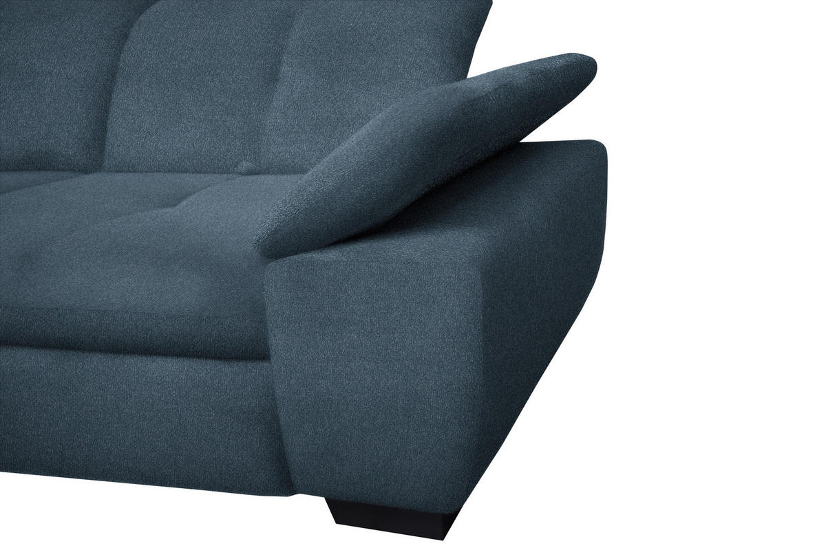 ECKSOFA in Flachgewebe Blau  - Blau/Schwarz, Design, Textil/Metall (313/242cm) - Xora