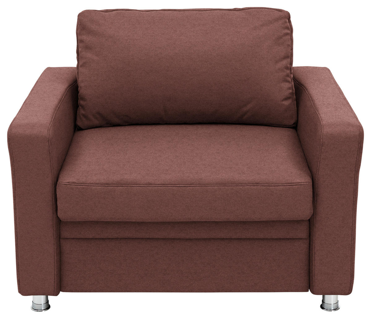 SCHLAFSESSEL Chenille Weinrot  - Weinrot/Alufarben, Konventionell, Textil/Metall (106/90/100cm) - Beldomo Style