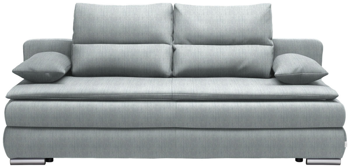 SCHLAFSOFA  mit Stoffauswahl, Schlafen auf Sitzhöhe, Rücken echt Webstoff Hellblau  - Silberfarben/Hellblau, KONVENTIONELL, Kunststoff/Textil (207/94/90cm) - Livetastic