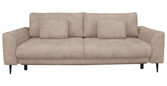 SCHLAFSOFA  mit Liegefunktion, Schlafen auf Sitzhöhe, Rücken echt Chenille Beige  - Beige/Schwarz, KONVENTIONELL, Textil/Metall (235/90/104cm) - Carryhome