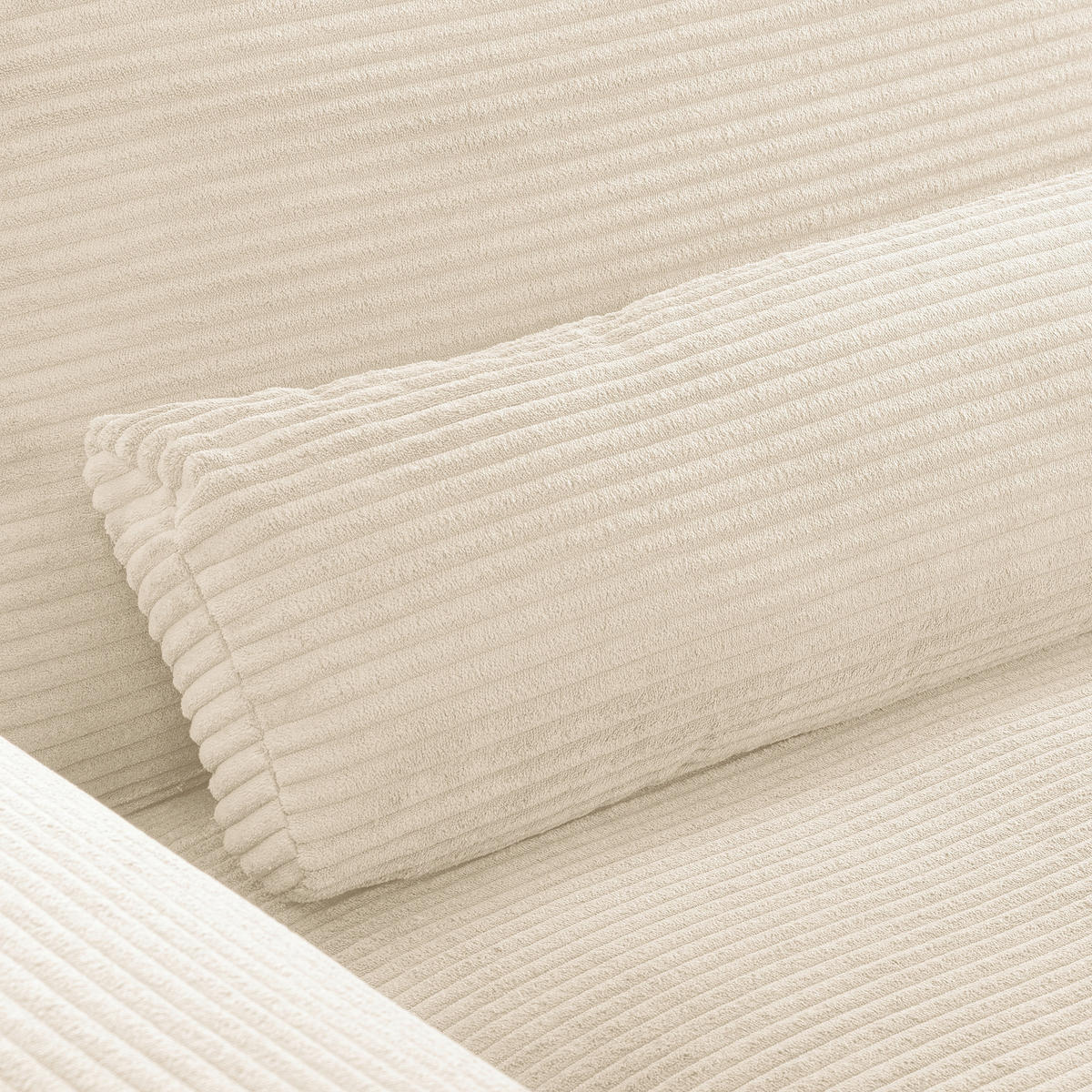 ECKSOFA Creme Cord Nierenkissen, Rückenkissen  - Creme/Schwarz, Design, Textil/Metall (313/172cm) - P & B