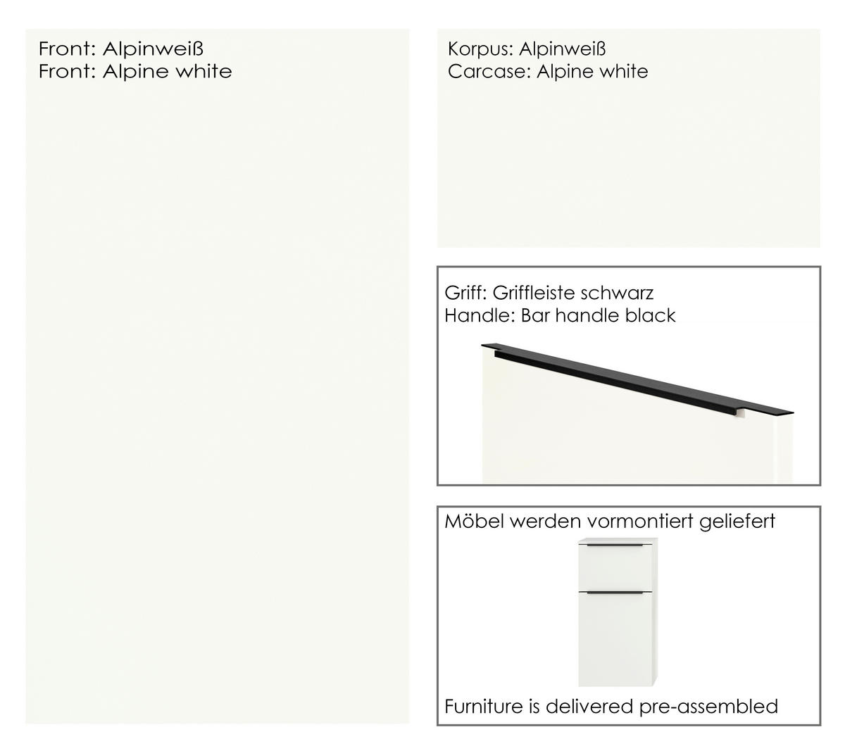BADEZIMMER 5-teilig  in 191 cm  - Schwarz/Weiß, MODERN, Glas/Holzwerkstoff (191cm) - Nobilia