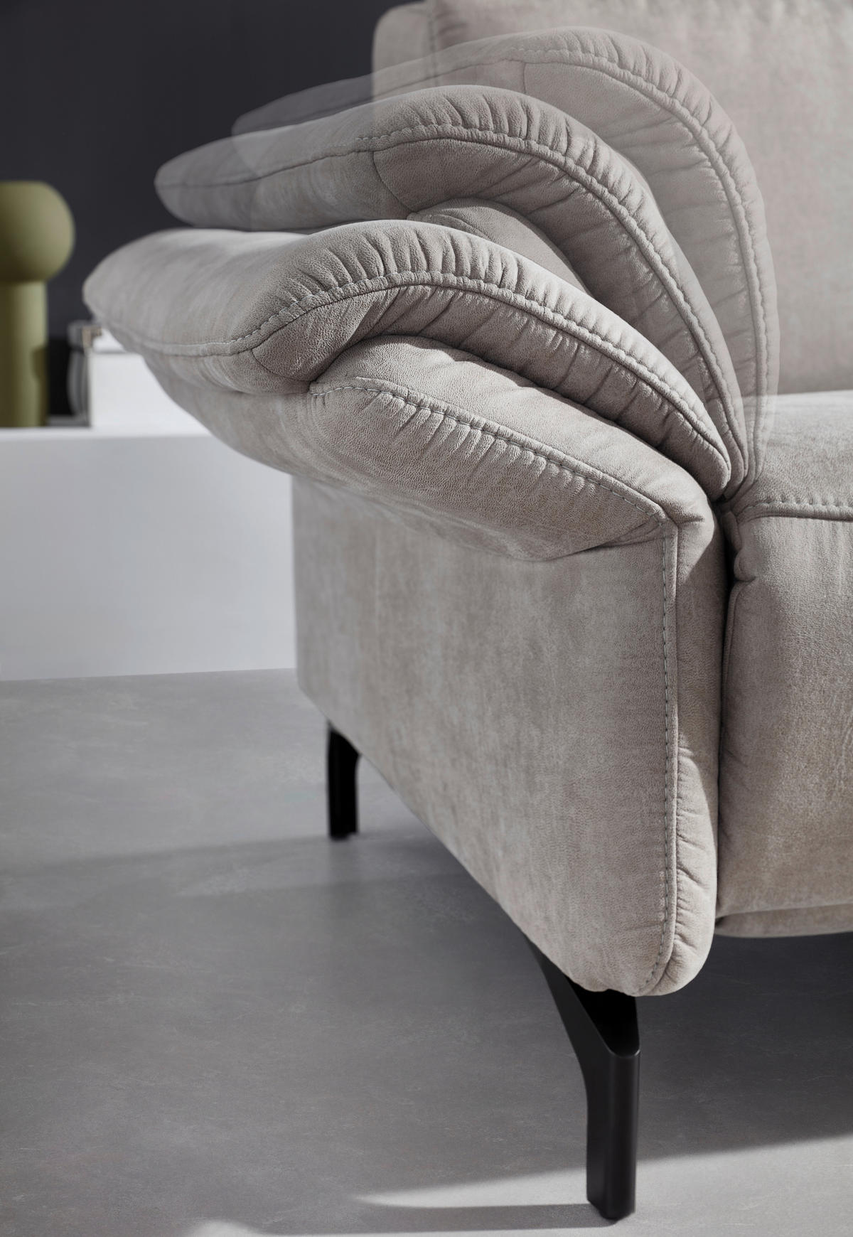 2-SITZER-SOFA Lederlook Hellgrau  - Hellgrau/Schwarz, KONVENTIONELL, Textil/Metall (194/103/92cm) - Dieter Knoll