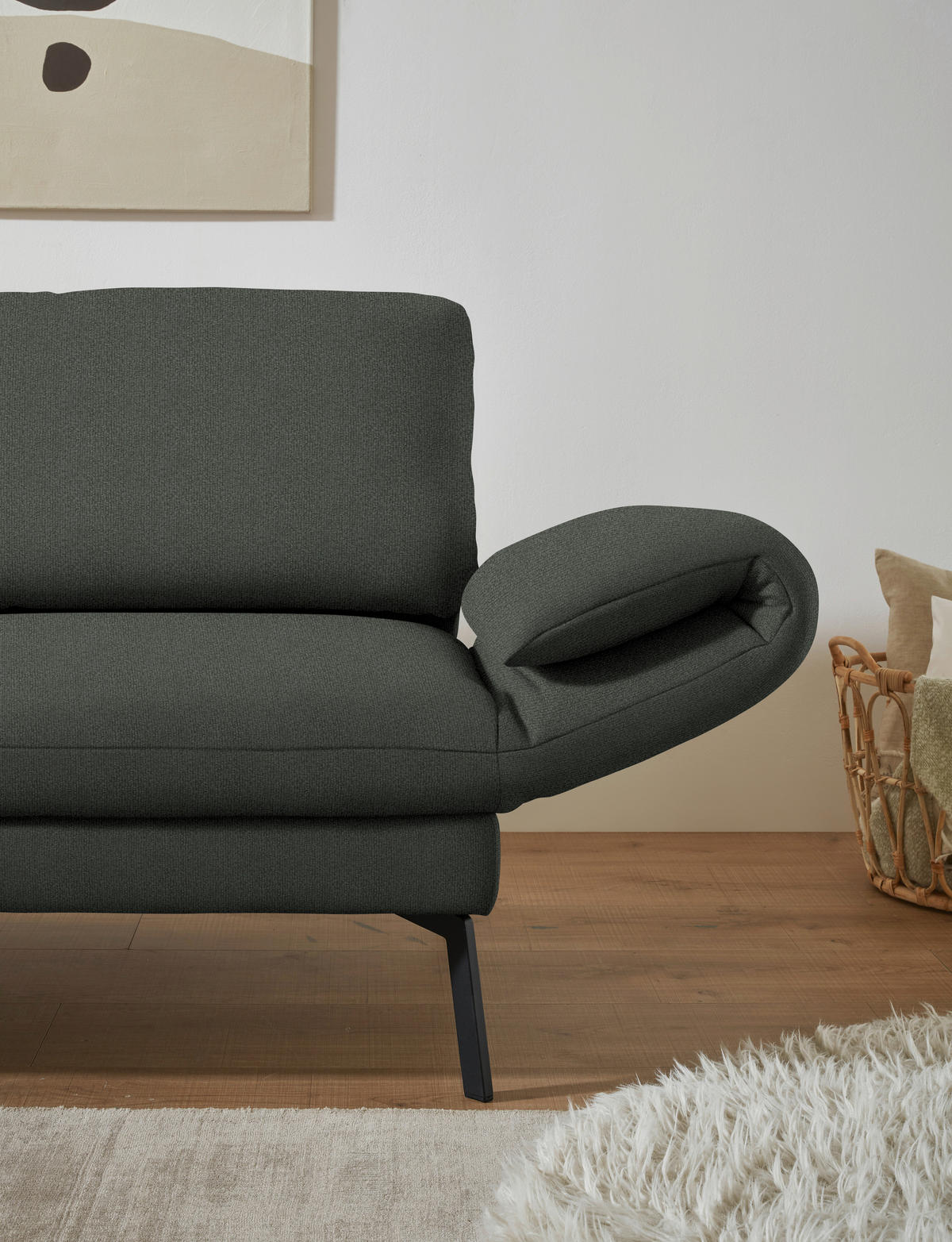 ECKSOFA  in Flachgewebe Grün  175-224/255-365 cm  - Schwarz/Grün, Design, Textil/Metall (175-224/255-365cm) - Dieter Knoll