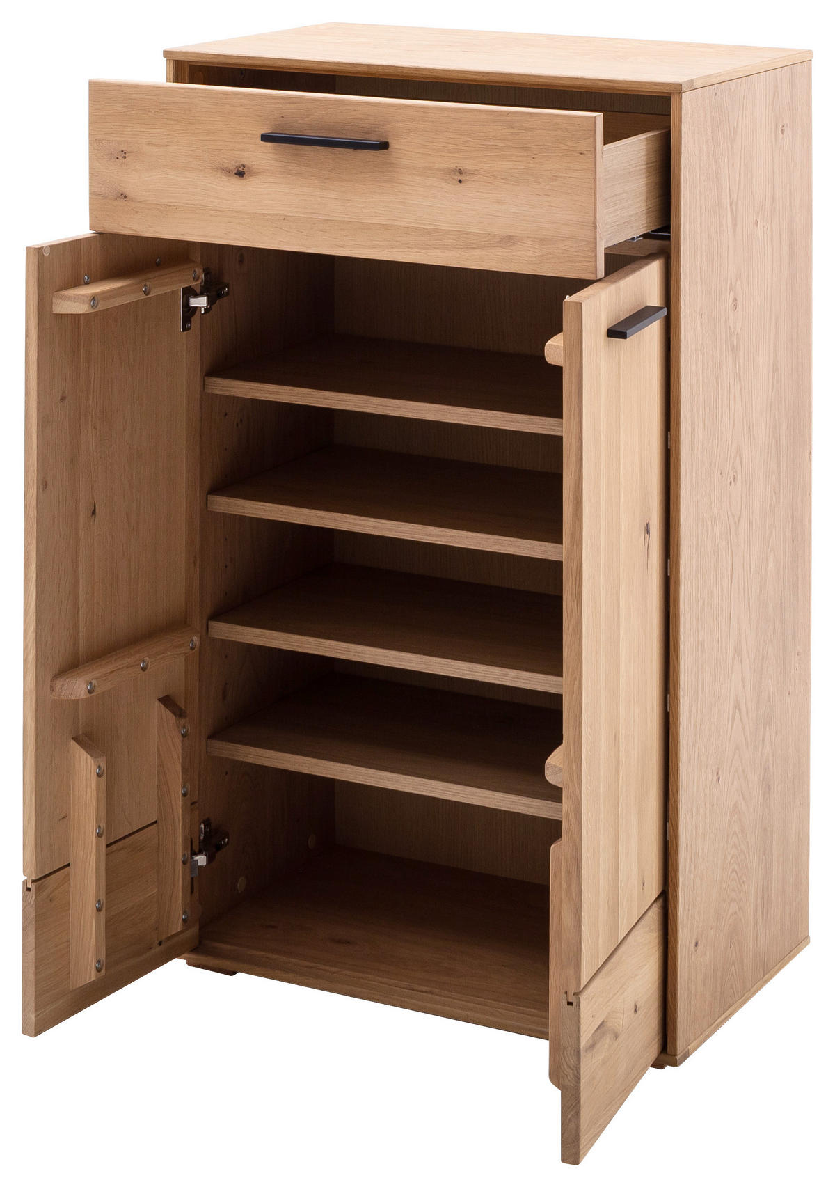 SKOSKÅP  i 63/105/38 cm  - svart/ekfärgad, Natur, metall/trämaterial (63/105/38cm) - MID.YOU