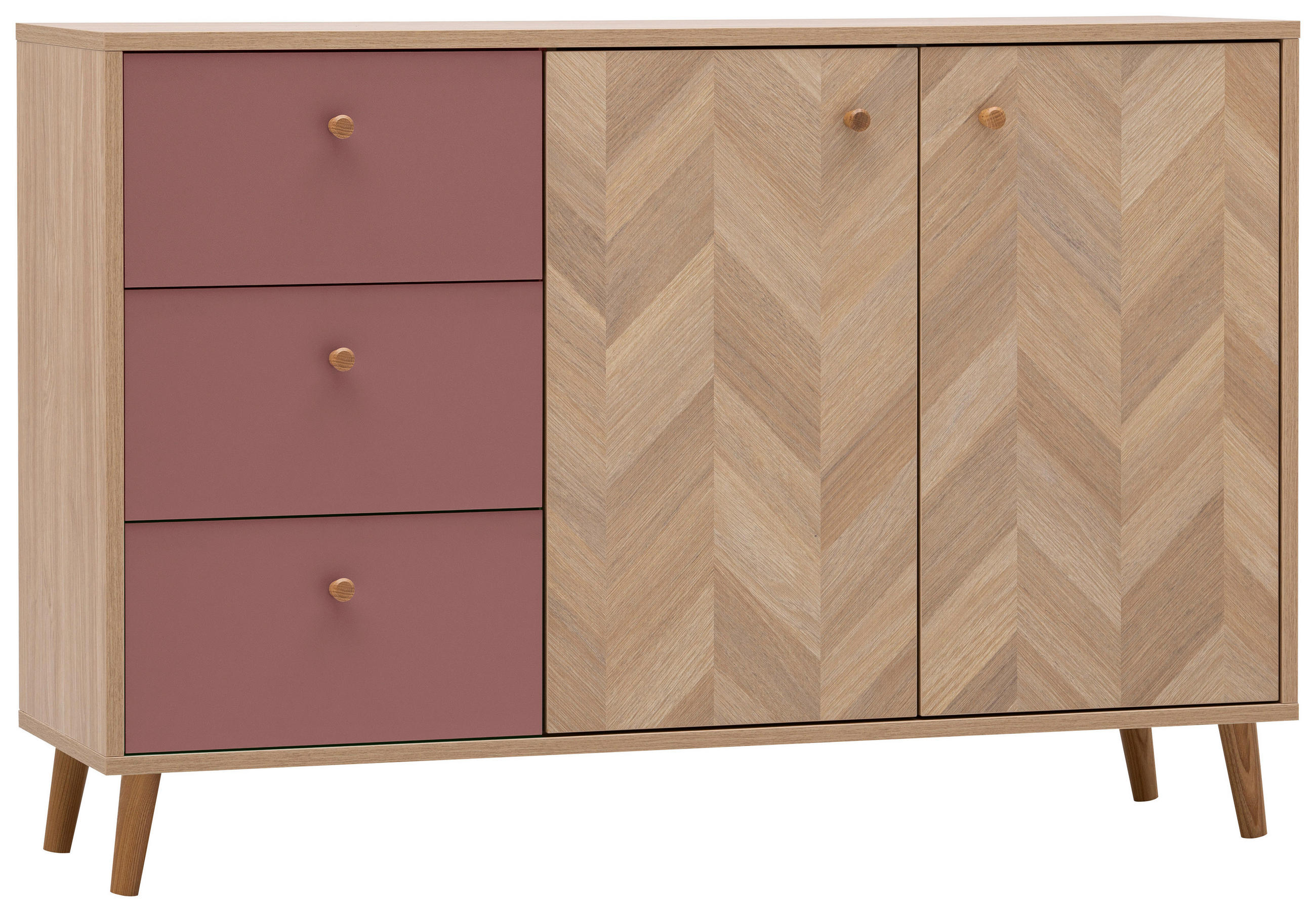 SIDEBOARD  109/73,9/33,05 cm 3 Schublade(n)  - Eichefarben/Mauve, Design, Holz/Holzwerkstoff (109/73,9/33,05cm) - MID.YOU